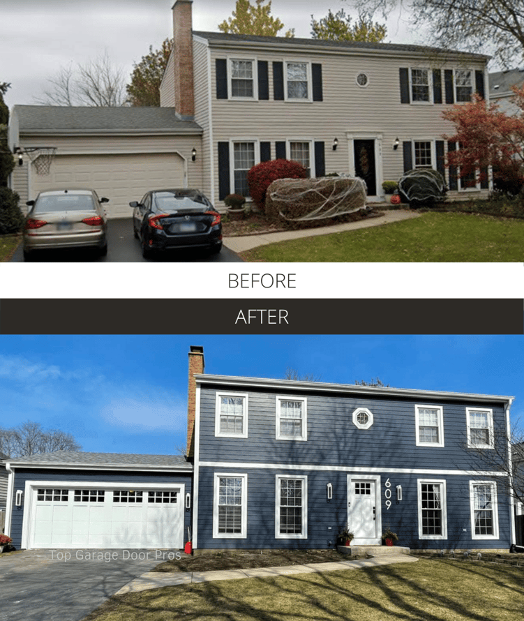 Before and After - Top Garage Door Pros Overlay Carriage House