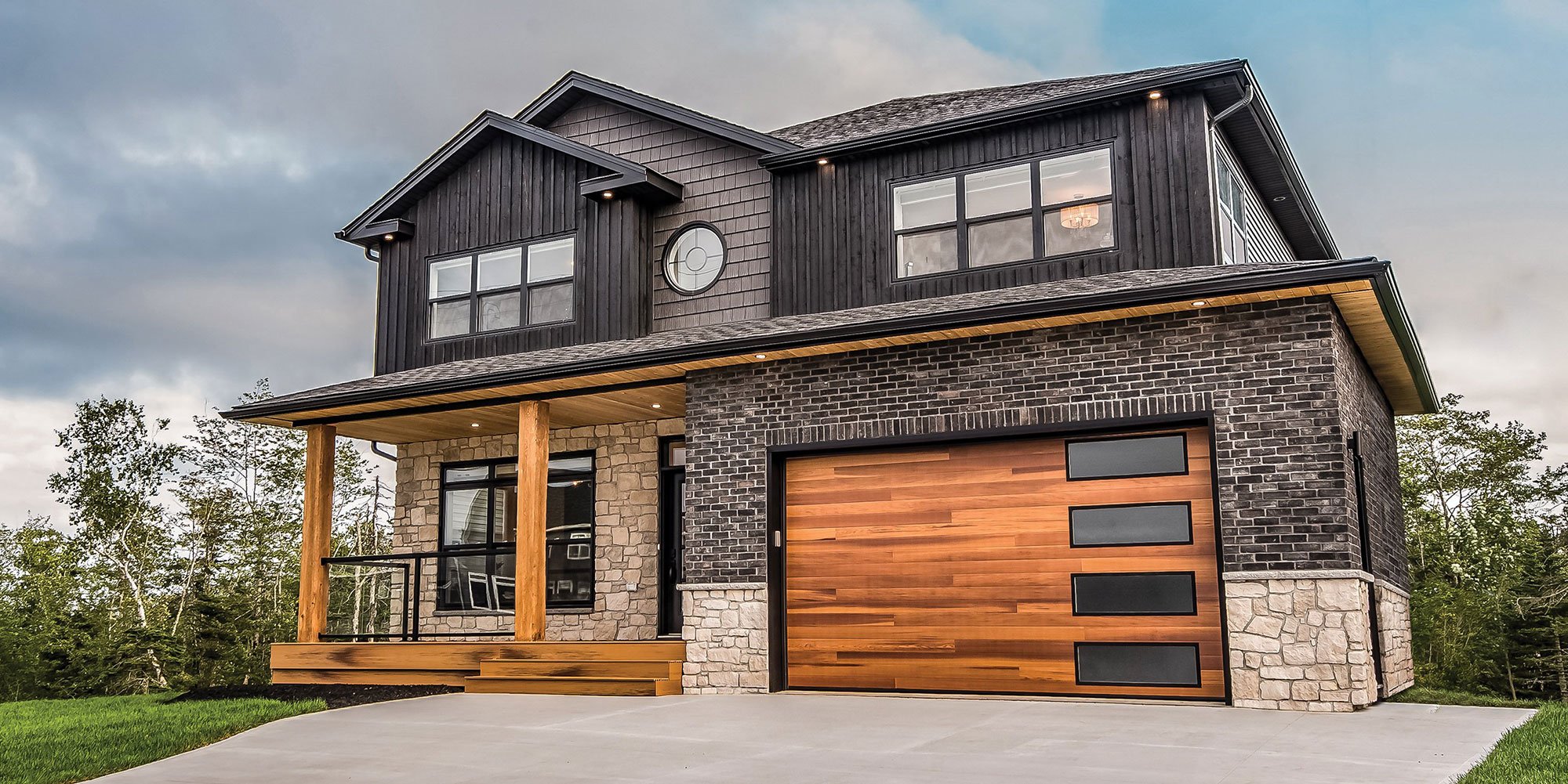 Wood look garage doors with planks