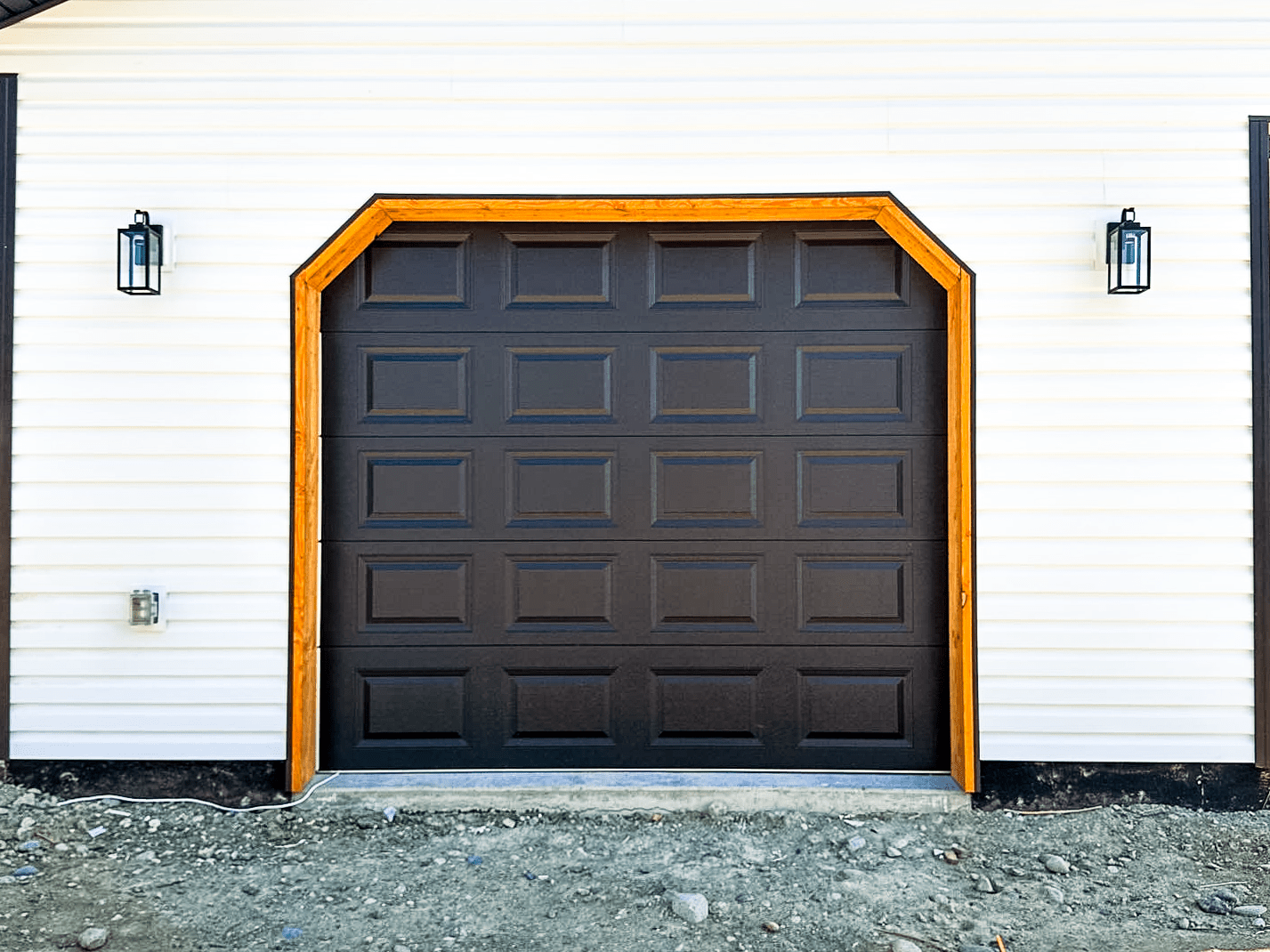 short raised panel garage doors black