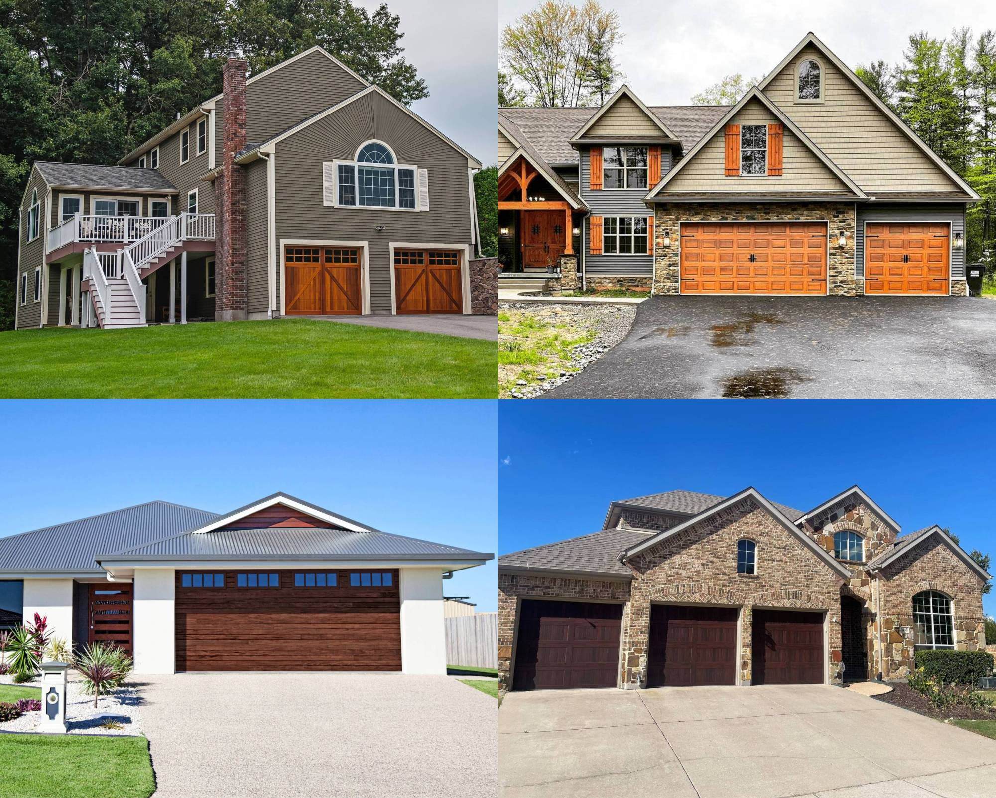 Before and after comparison of traditional garage door vs modern steel door