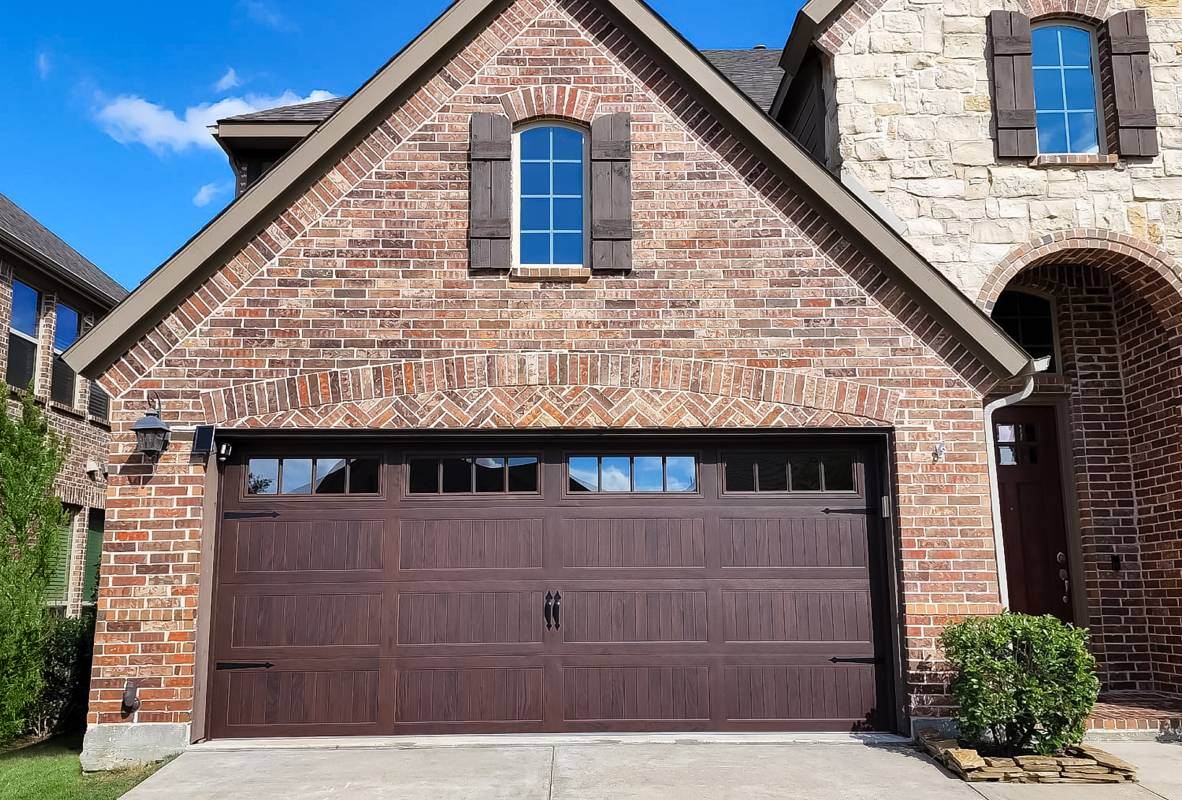 carriage garage doors in mahogany