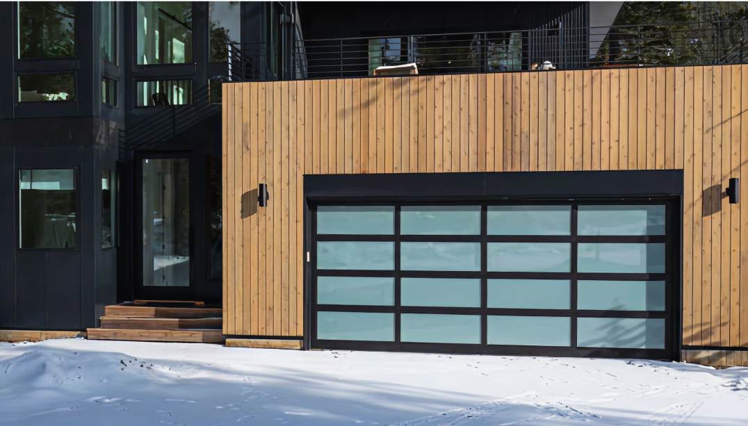 Full-view garage door in black