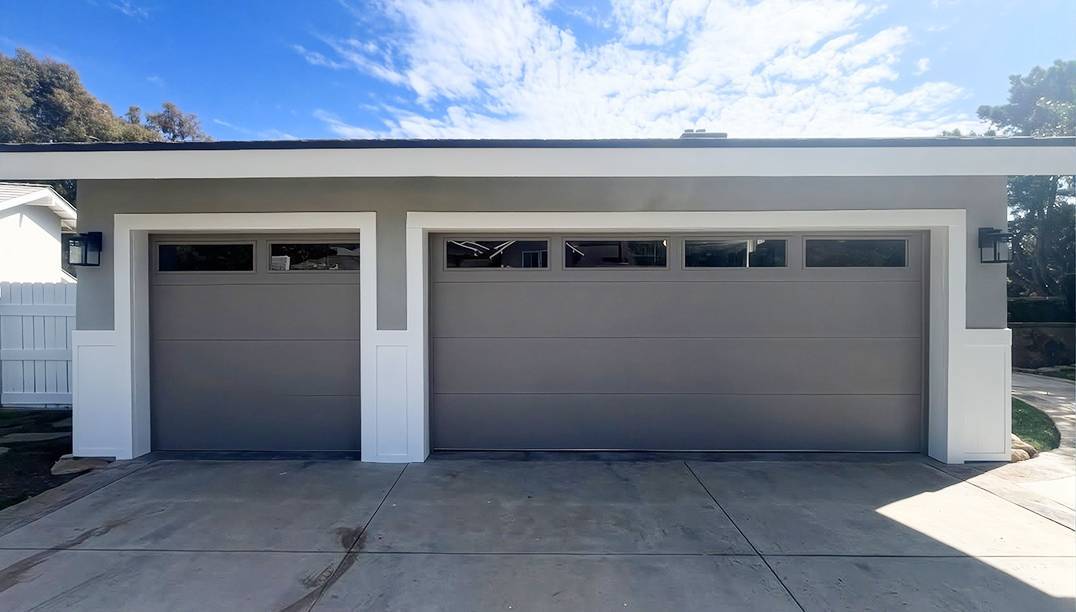 after - skyline flush sandstone garage doors