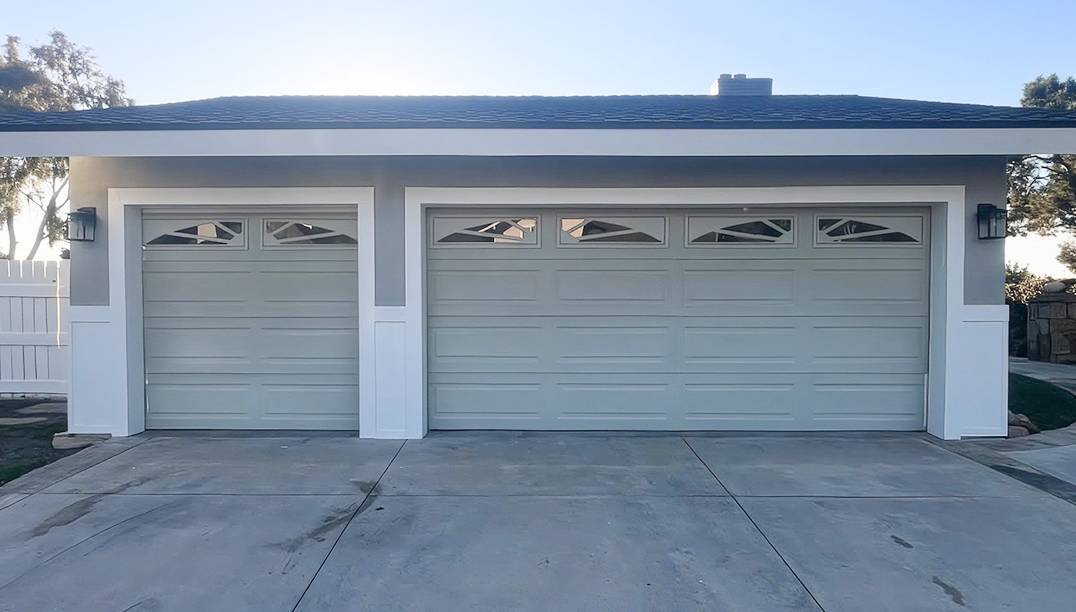 before - two light green doors