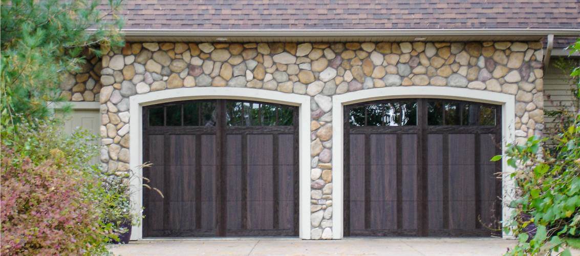 Shoreline garage door in walnut