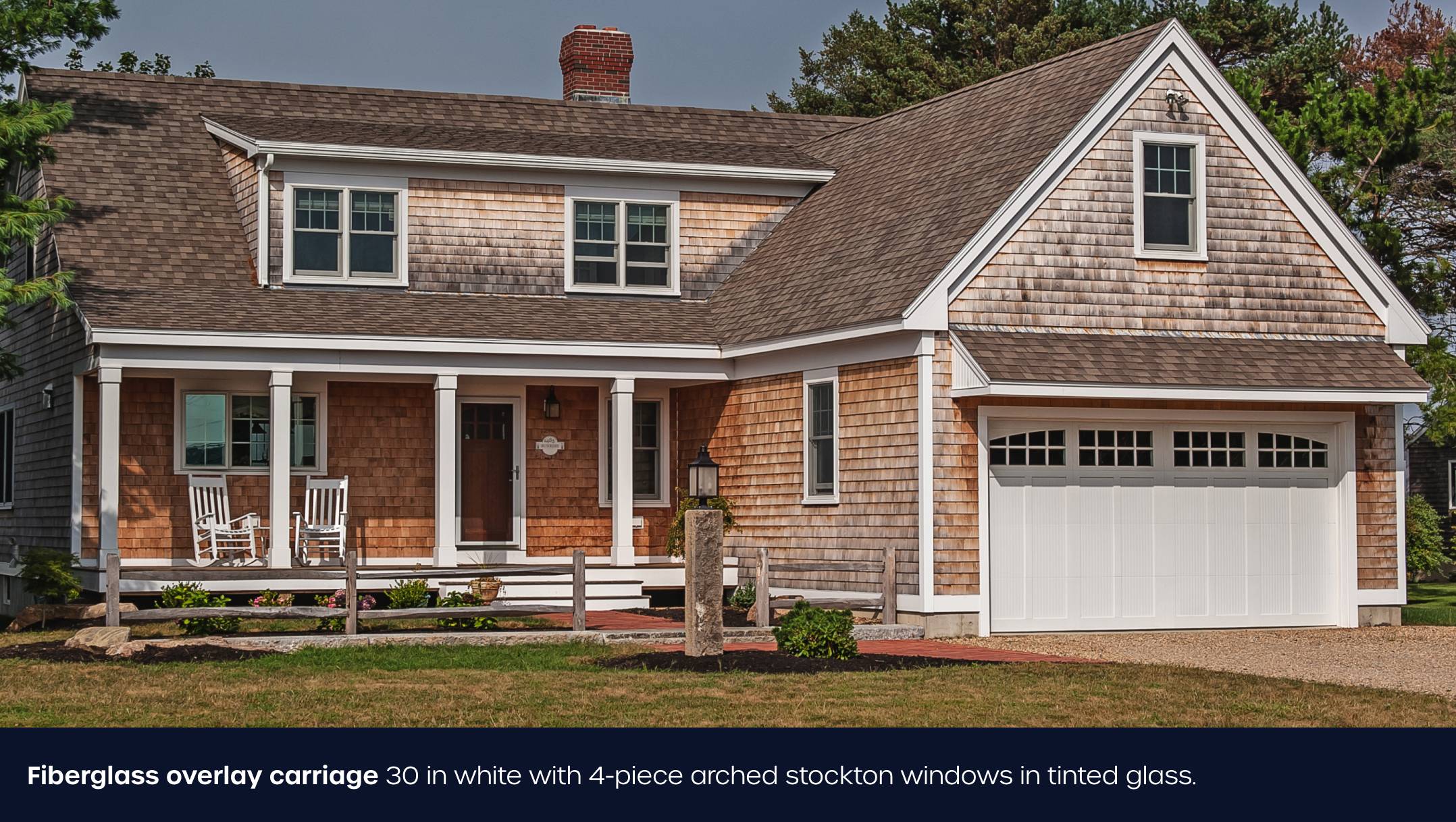 Fiberglass Overlay Carriage garage door in white