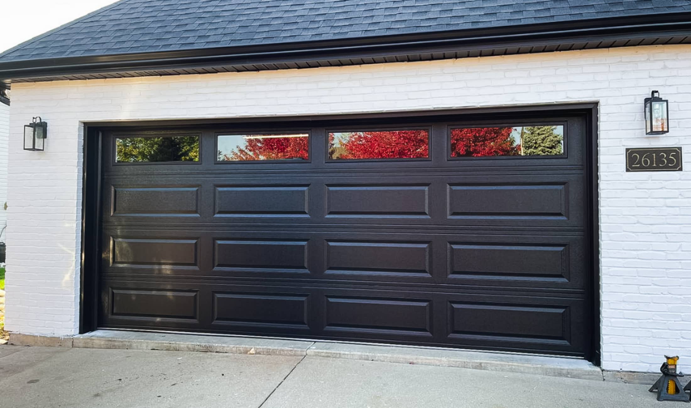 Garage doors transformation after - Black Raised Panel