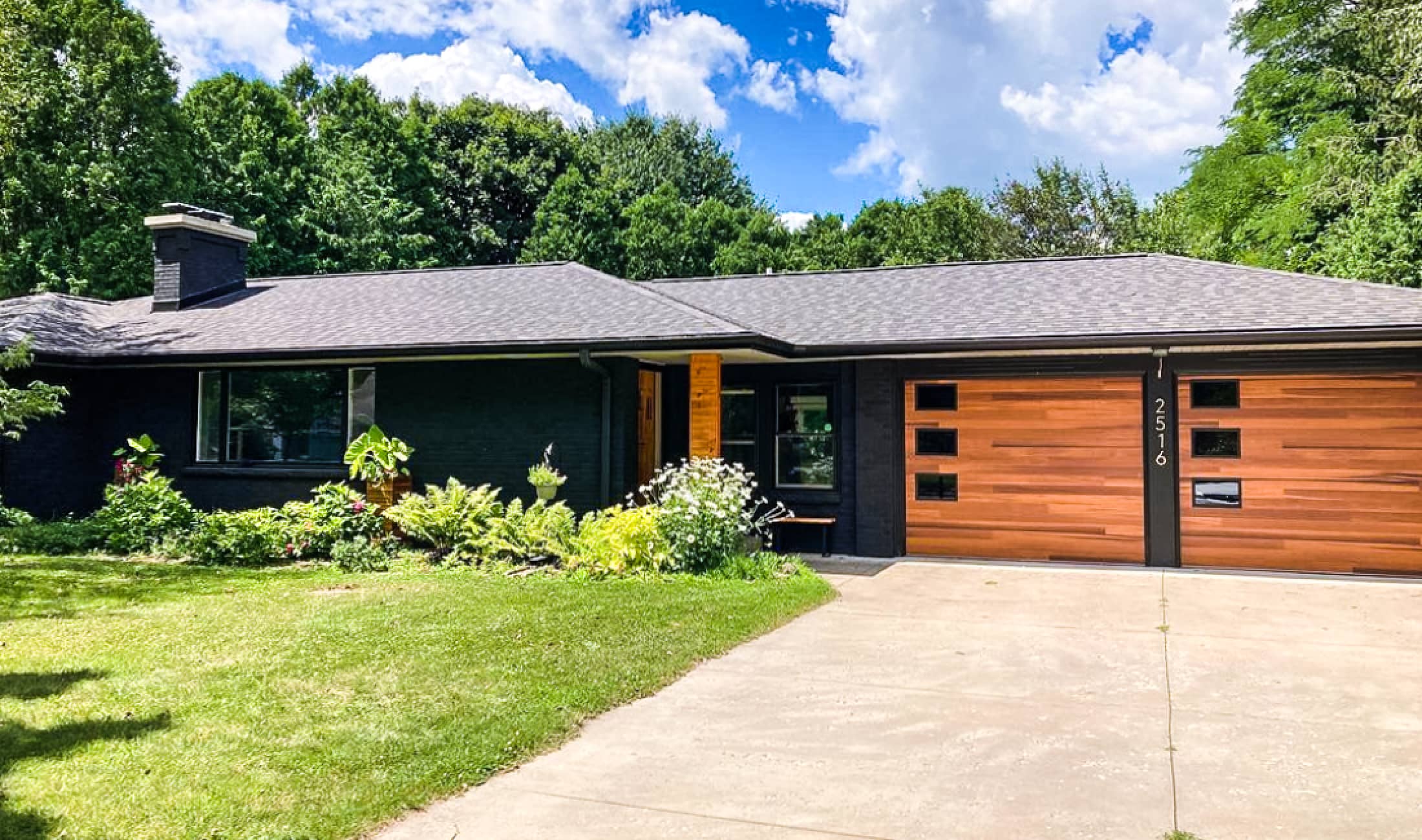 Garage doors transformation after - Cedar Planks