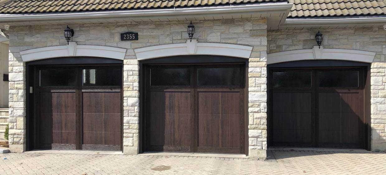 Shoreline garage door in walnut