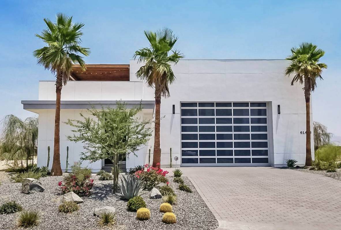 Full-view aluminium garage door with anodized windows