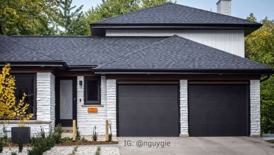 Modern dark grey recessed panel residential garage doors - After