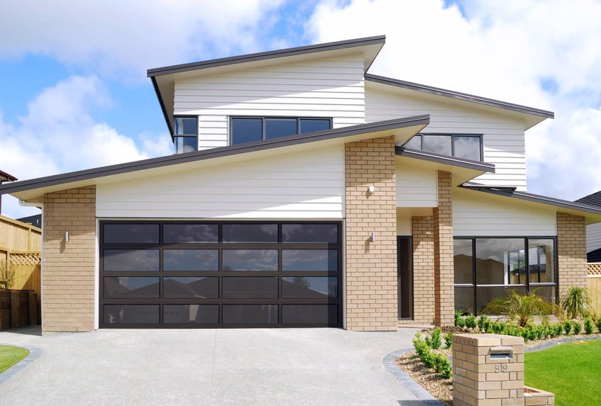 Full-view glass garage doors