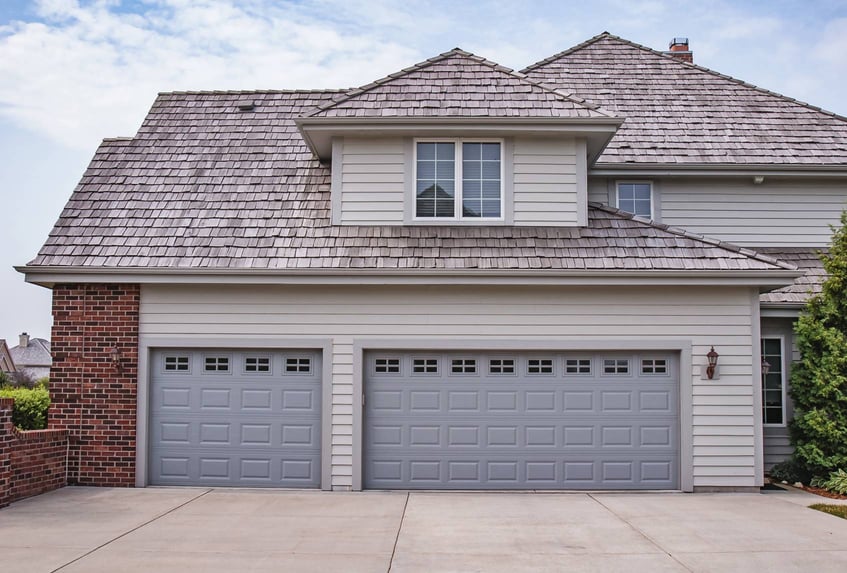 Raised panel garage doors gray