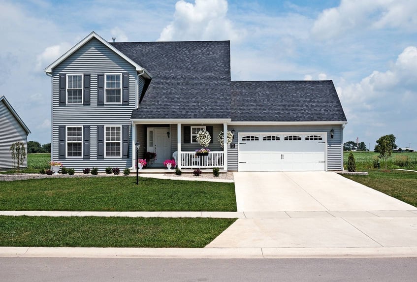 Stamped carriage garage doors white