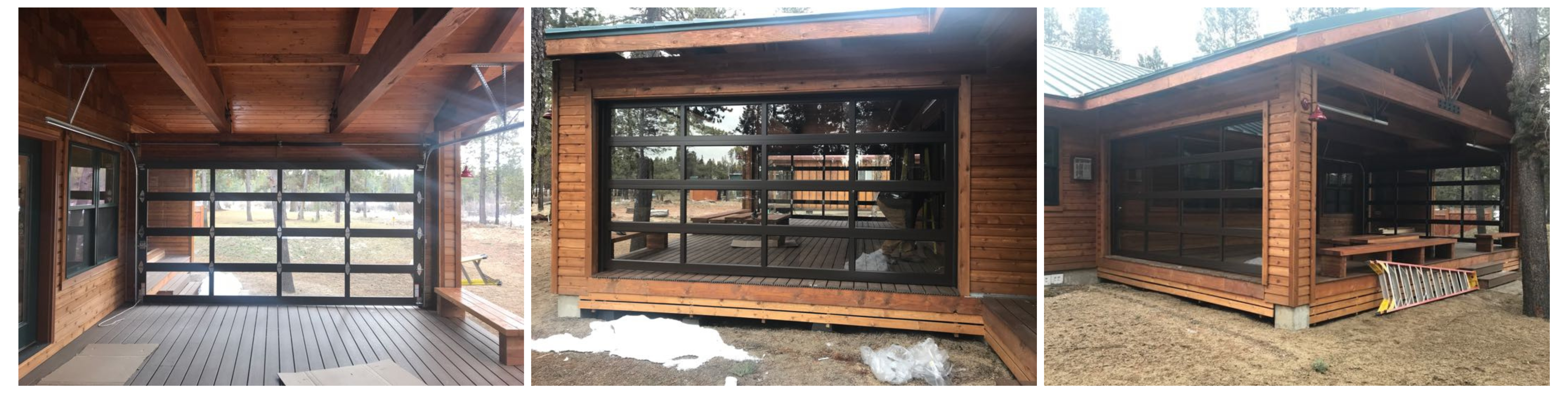 full view glass garage door enclosed porch