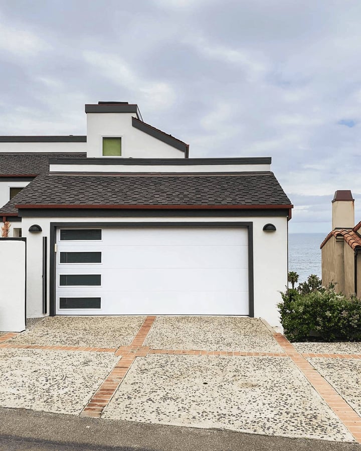 C.H.I. white Skyline Flush garage door with narrow windows