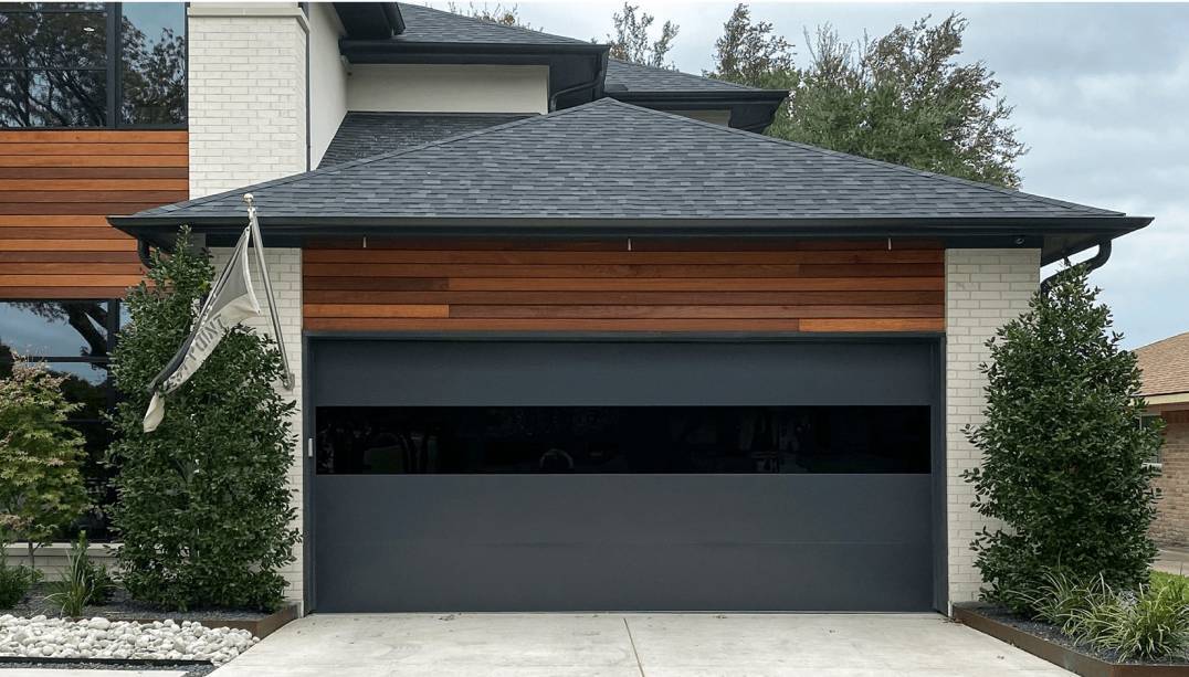 Modern black garage door sterling