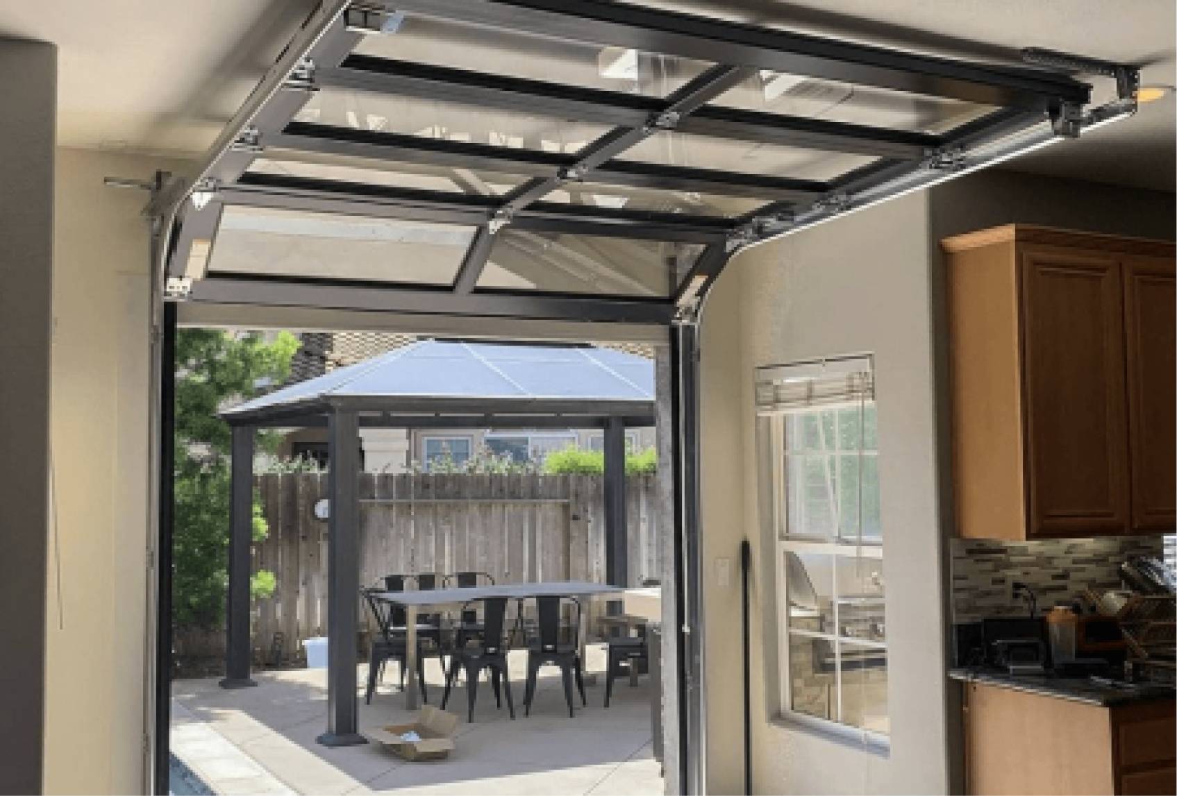 Small garage door that leads into garden-large