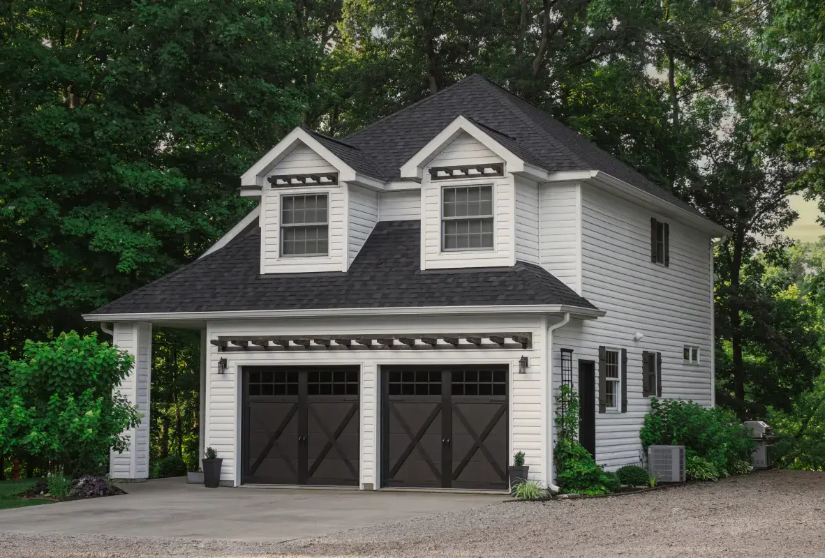 overlay carriage house garage door in steel